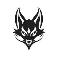 kitsune, ancien logo ligne art concept noir et blanc couleur, main tiré illustration vecteur