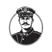 policier, ancien logo ligne art concept noir et blanc couleur, main tiré illustration vecteur