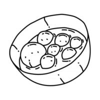 icône de bakso. doodle dessinés à la main ou style d'icône de contour vecteur