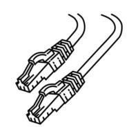 icône de câble lan. doodle dessinés à la main ou style d'icône de contour vecteur