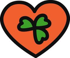 trèfle feuilles sur cœur forme icône dans vert et Orange couleur. vecteur