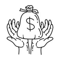 icône de revenu. doodle dessinés à la main ou style d'icône de contour vecteur