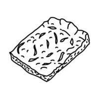 icône zwiebelkuchen et federweisser. doodle dessinés à la main ou style d'icône de contour vecteur