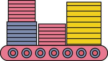 coloré des boites avec convoyeur ceinture. vecteur