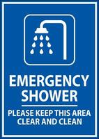urgence douche signe S'il vous plaît garder cette zone clair et nettoyer vecteur