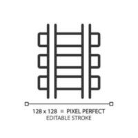 rails pixel parfait linéaire icône. chemin de fer piste. chemin de fer Infrastructure. train itinéraire. civil ingénierie. mince ligne illustration. contour symbole. vecteur contour dessin. modifiable accident vasculaire cérébral