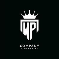 lettre wp logo monogramme emblème style avec couronne forme conception modèle vecteur