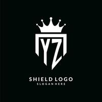 lettre yz logo monogramme emblème style avec couronne forme conception modèle vecteur