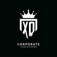 lettre xq logo monogramme emblème style avec couronne forme conception modèle vecteur