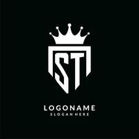 lettre st logo monogramme emblème style avec couronne forme conception modèle vecteur