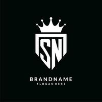 lettre sn logo monogramme emblème style avec couronne forme conception modèle vecteur