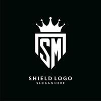 lettre sm logo monogramme emblème style avec couronne forme conception modèle vecteur