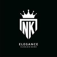 lettre nk logo monogramme emblème style avec couronne forme conception modèle vecteur