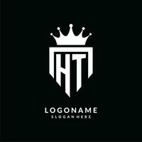 lettre ht logo monogramme emblème style avec couronne forme conception modèle vecteur