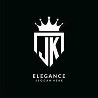 lettre jk logo monogramme emblème style avec couronne forme conception modèle vecteur