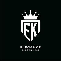 lettre ek logo monogramme emblème style avec couronne forme conception modèle vecteur