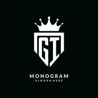 lettre gi logo monogramme emblème style avec couronne forme conception modèle vecteur