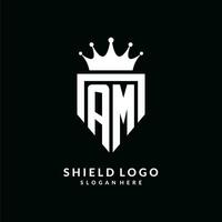 lettre un m logo monogramme emblème style avec couronne forme conception modèle vecteur