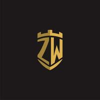 initiales zw logo monogramme avec bouclier style conception vecteur