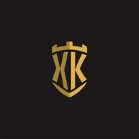 initiales xk logo monogramme avec bouclier style conception vecteur