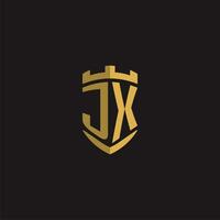 initiales jx logo monogramme avec bouclier style conception vecteur