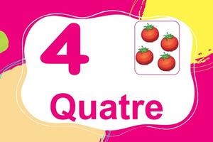 français Nombres coloré compte fruit 4 vecteur