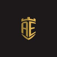 initiales ae logo monogramme avec bouclier style conception vecteur