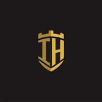 initiales euh logo monogramme avec bouclier style conception vecteur