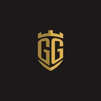 initiales gg logo monogramme avec bouclier style conception vecteur