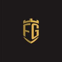 initiales fg logo monogramme avec bouclier style conception vecteur