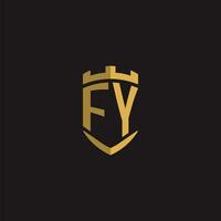 initiales fy logo monogramme avec bouclier style conception vecteur