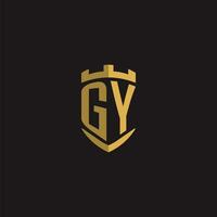 initiales gy logo monogramme avec bouclier style conception vecteur