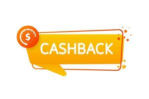 cashback concept logo. en espèces retour vert bannière sur blanc Contexte vecteur