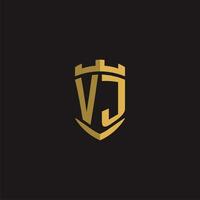 initiales vj logo monogramme avec bouclier style conception vecteur