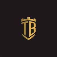 initiales tb logo monogramme avec bouclier style conception vecteur