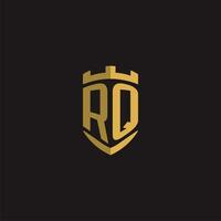 initiales rq logo monogramme avec bouclier style conception vecteur