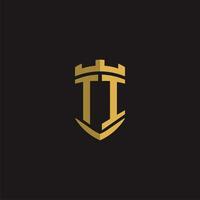 initiales ti logo monogramme avec bouclier style conception vecteur