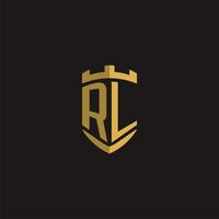 initiales rl logo monogramme avec bouclier style conception vecteur