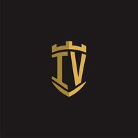 initiales iv logo monogramme avec bouclier style conception vecteur