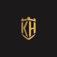 initiales kh logo monogramme avec bouclier style conception vecteur