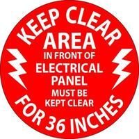 sol signe garder clair - zone dans de face de électrique panneau doit être conservé clair pour 36 pouces vecteur