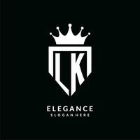 lettre lk logo monogramme emblème style avec couronne forme conception modèle vecteur