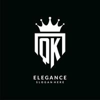 lettre qk logo monogramme emblème style avec couronne forme conception modèle vecteur