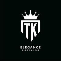 lettre tk logo monogramme emblème style avec couronne forme conception modèle vecteur