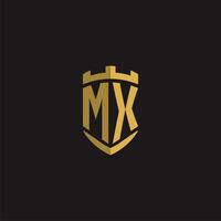 initiales mx logo monogramme avec bouclier style conception vecteur