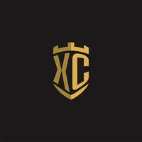 initiales xc logo monogramme avec bouclier style conception vecteur