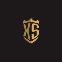 initiales xs logo monogramme avec bouclier style conception vecteur