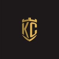 initiales kc logo monogramme avec bouclier style conception vecteur