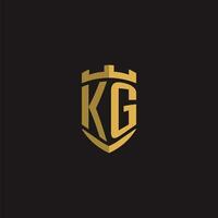 initiales kg logo monogramme avec bouclier style conception vecteur