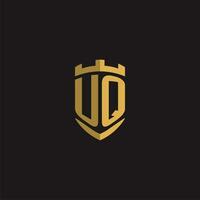 initiales uq logo monogramme avec bouclier style conception vecteur